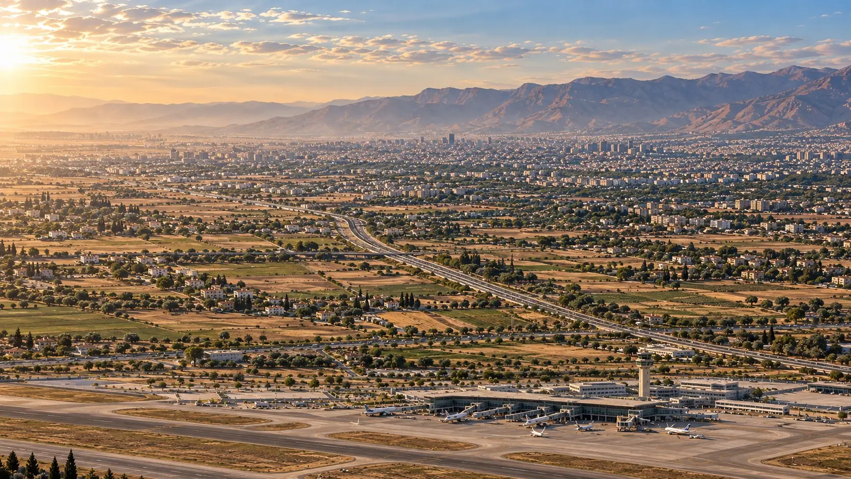 Corredor de la autopista del Aeropuerto Internacional de Damasco junto al terreno de la Propiedad n.º 14